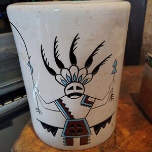 Tribal Design Ceramic Sculpture Accent Light in Black and Blue